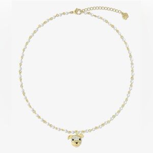 Cloud Haven Soft Hearted Cz Gold Beaded Bulldog Pendant Dog Lover Necklace Gift